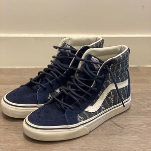 Vans Sk8-Hi Navy Suede and Denim Print Size 6